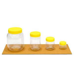 Four-Piece Clear Yellow-Cap Jar Set