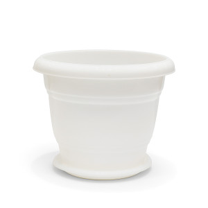 Classic White Ribbed Planter Set