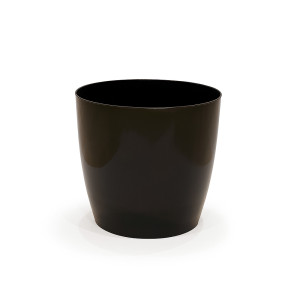 Sleek Glossy Black Round Pot