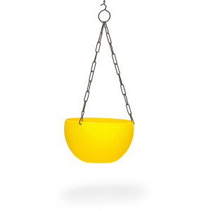 Yellow Woven Hanging Basket Planter